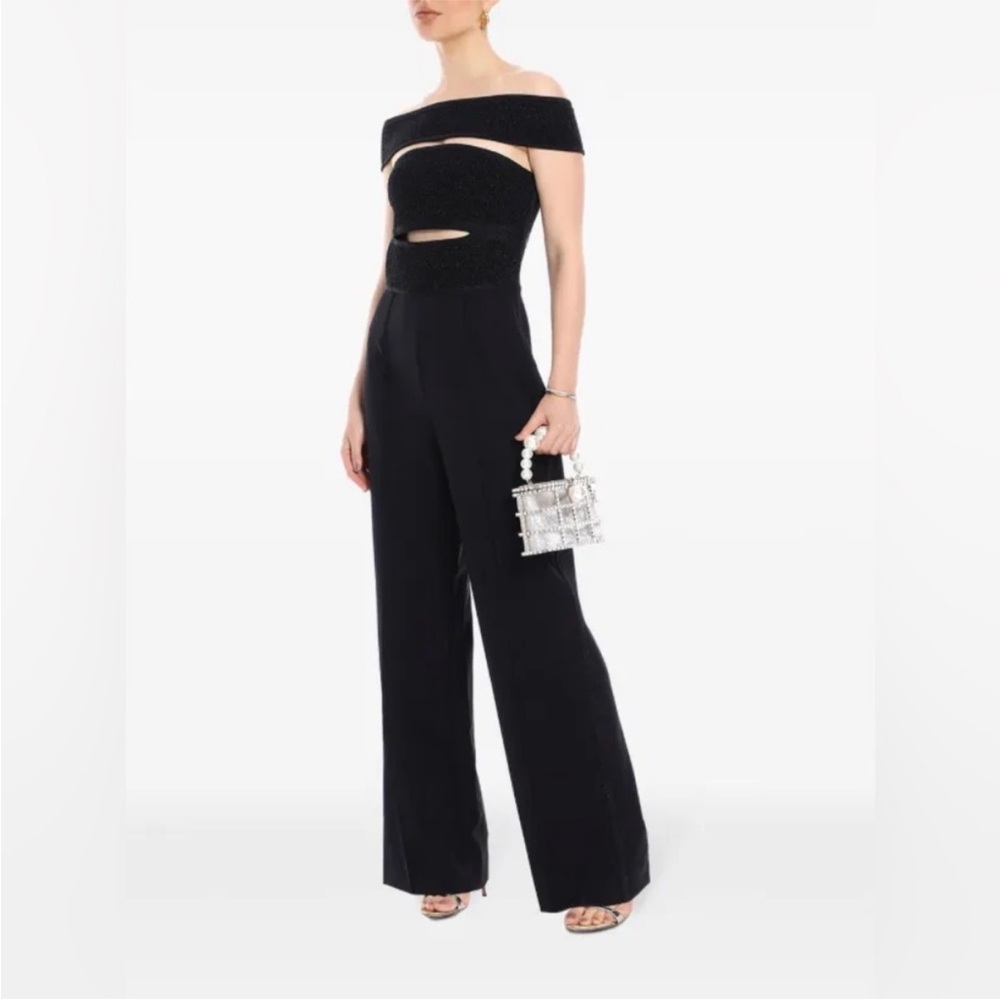 Herve Leger Black High-Rise Wide-Leg Trousers